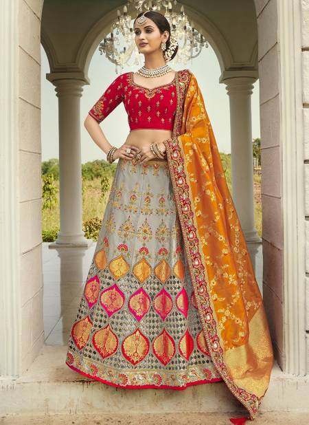 Gray Colour Exclusive Wedding Wear Heavy Embroidery Work Latest Lehenga Choli Collection 4205